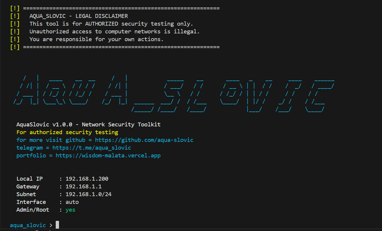 AquaSlovic Network Security Toolkit